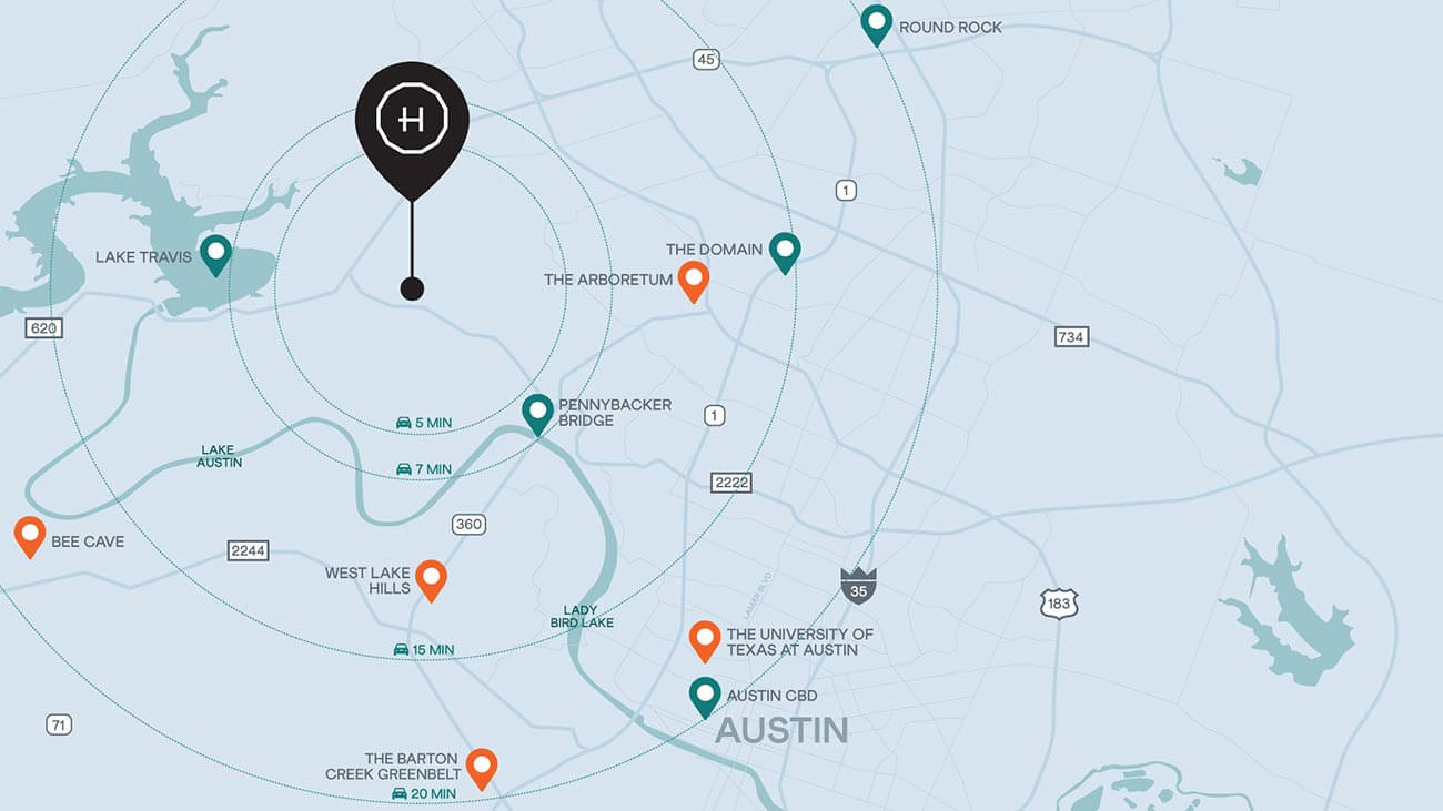 Map graphic depicting High Point's location in Austin